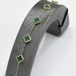 دستبند ونکلیف سنگ سبز مالاکیت